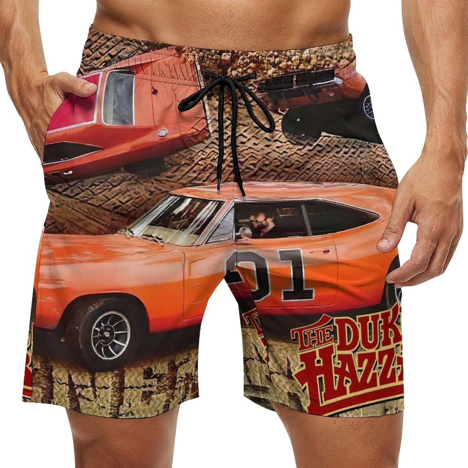 Mens Swim Shorts for Hazzard Dukes Beach Pants,Swimming Beach Shorts Mesh Lining Bathing Suits