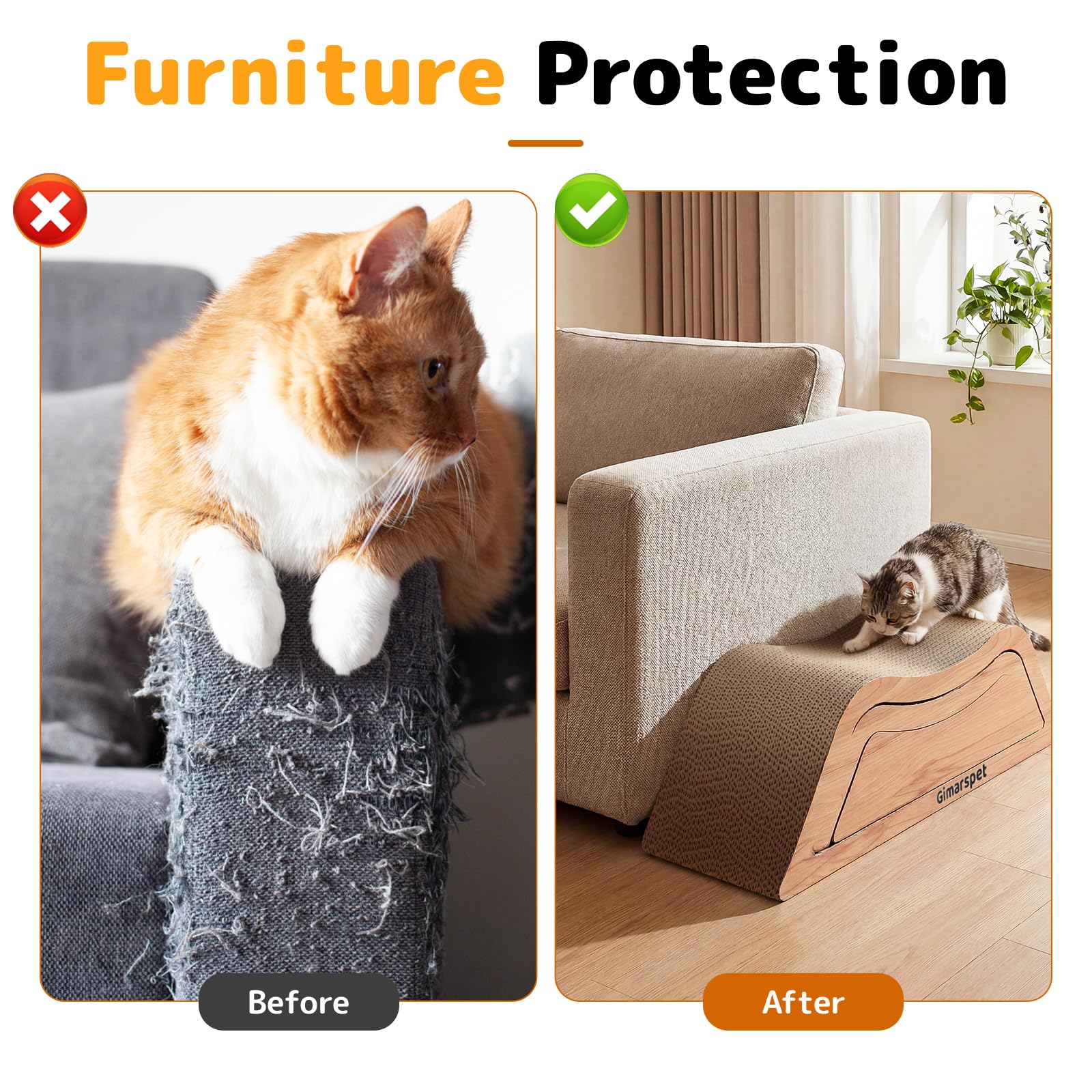 Gimars Griffoir Chat 3 en 1 XXL – Griffoir pour Chat Carton Design, Escalier Griffoir Chat Canapé et Lit, Rampe d'Accès pour Chats Âgés, Griffoir Carton Chat Lounge