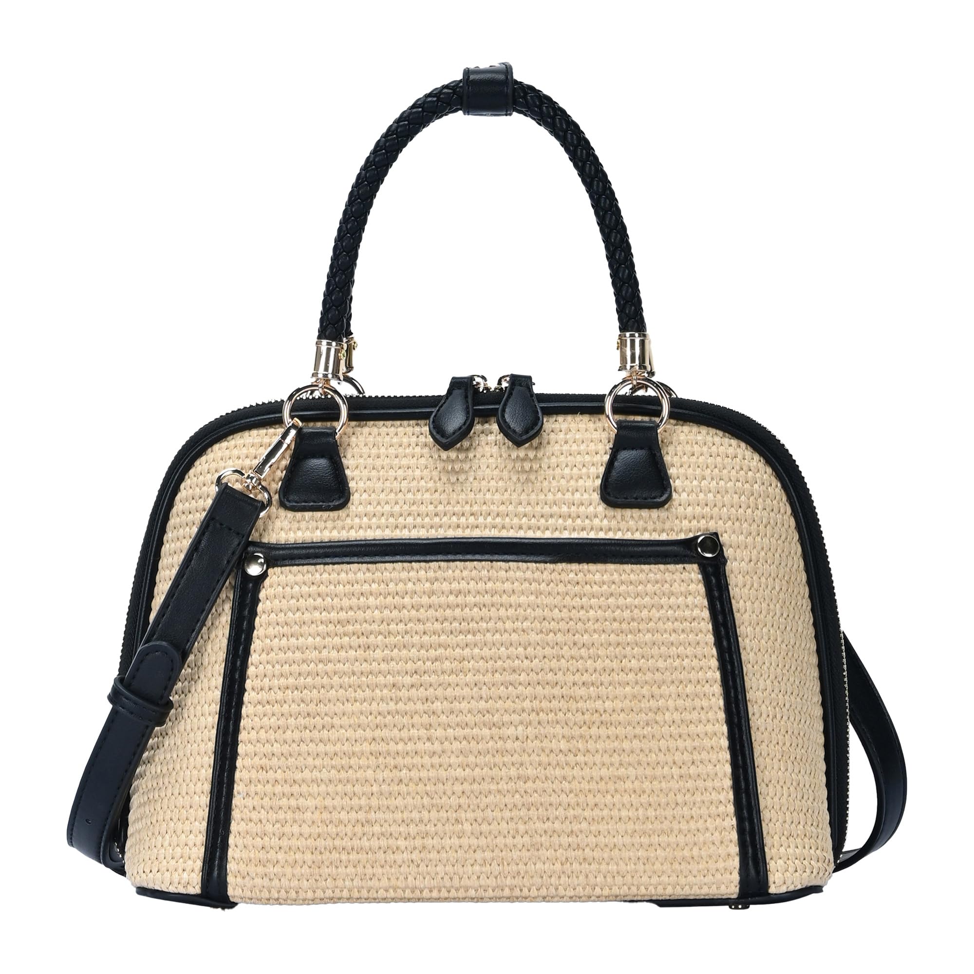 Madison West Camila Satchel | Handbag for Women | Vegan Leather, Canvas or Straw Purse with Top Handle & Crossbody Strap |