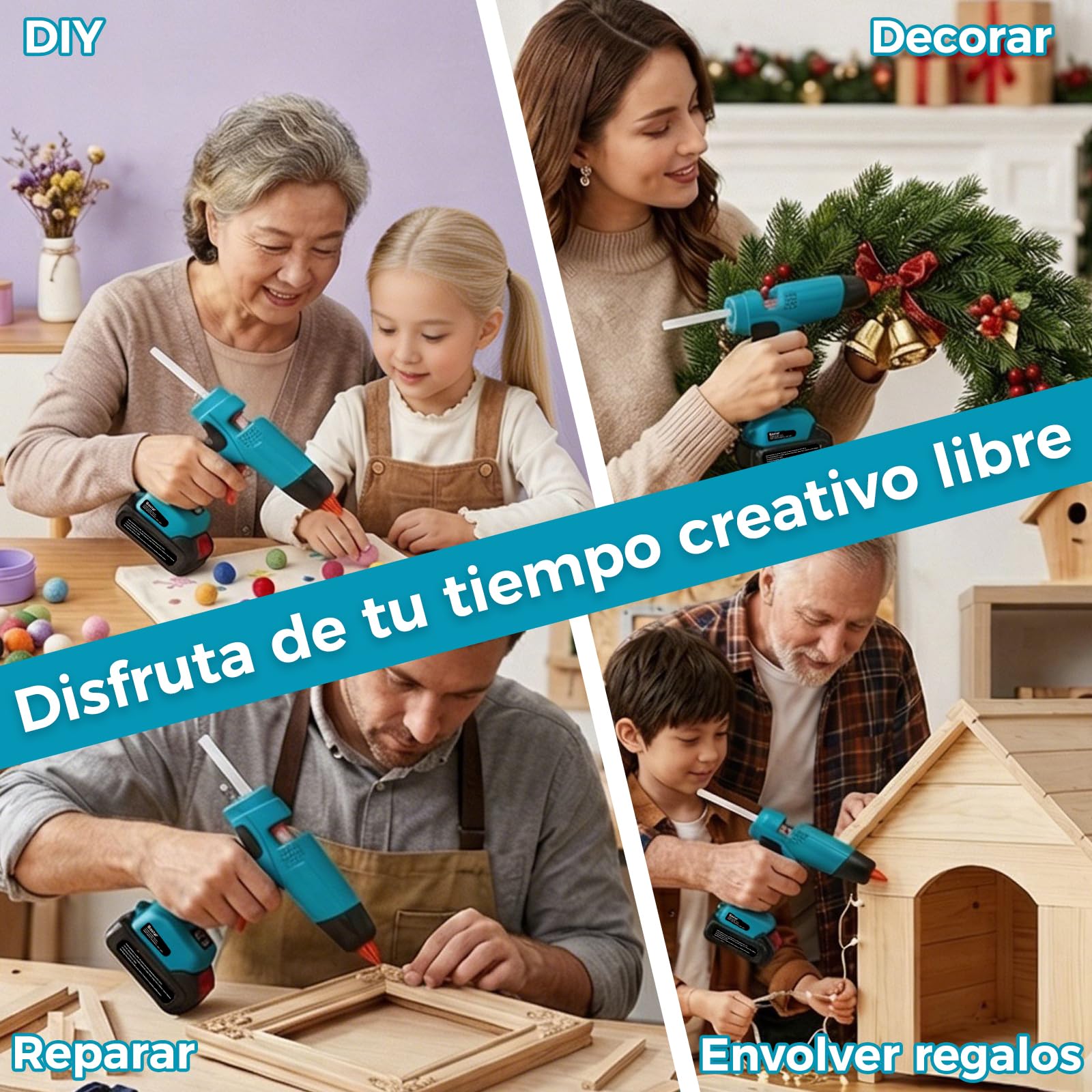 Bostar Pistola de Silicona Digital 100-220°C para Makita 18V, Kit con 2 Baterías 2.0Ah y 35 Barras 11mm, Flujo Regulable y Memoria, Pistola Termofusible Inalámbrica para DIY y Reparación Profesional