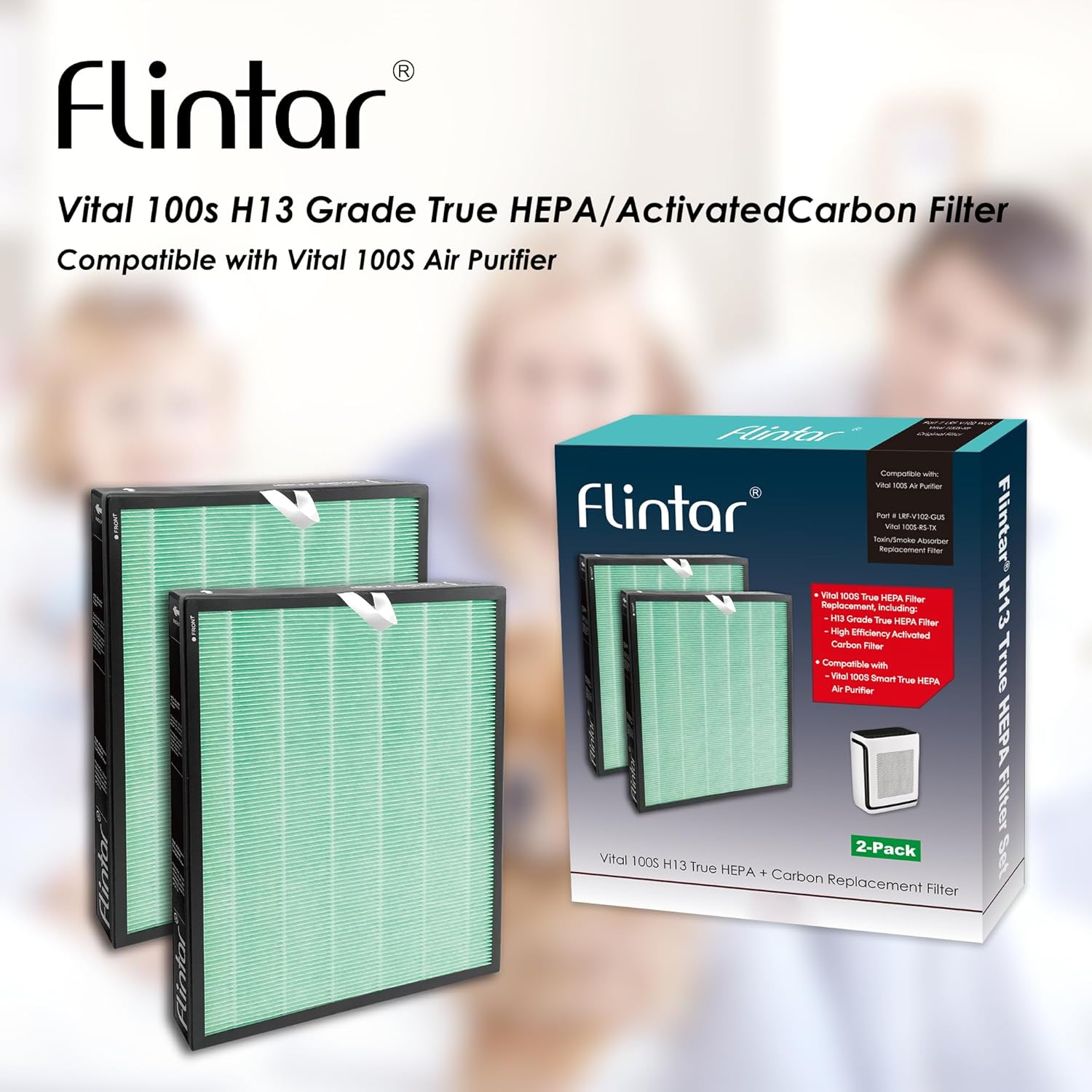 Flintar Vital 100S Toxin/Smoke Absorber Filter, Compatible with LEVOIT Vital 100S Air Purifier, H13 Grade Filtration + Activated Carbon filter, Part # Vital 100S-RF-TX, 2-Pack - Image 7