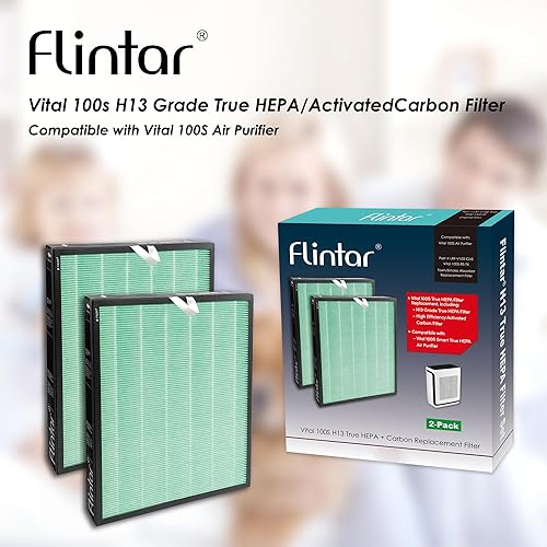 Miniatura 7 de Flintar Vital 100S Filtro de repuesto para absorción de humo y toxinas, compatible con el purificador de aire LEVOIT Vital 100S, H13 True HEPA +