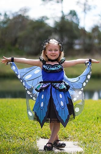 Miniatura 8 de ReliBeauty Disfraz de mariposa para niñas con alas de mariposa y diadema de mariposa, azul
