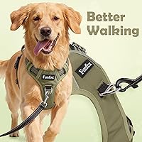 Vista 2 de Funfox Arnés para perro sin tirones, arnés de chaleco ajustable para mascotas, material súper suave con mango vertical, fácil control, paseo