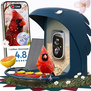 PerchMe Smart Bird Feeder with Camera, Solar Powered Bird Watching Camera for Outside, 2K HD Auto Capture Motion Detection with AI Identify, DIY Add-ons & Seed Scoop, A Ideal Gift