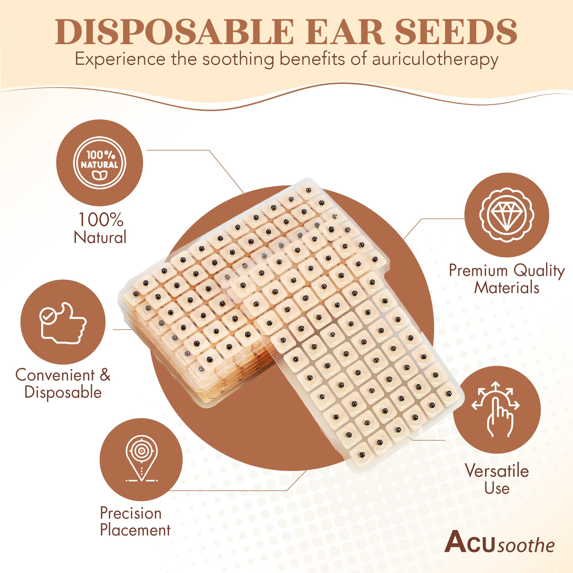 Graines d'oreille - Pansements jetables d'acupuncture Vaccaria Earseed Nude pour utilisation instantanée (600)