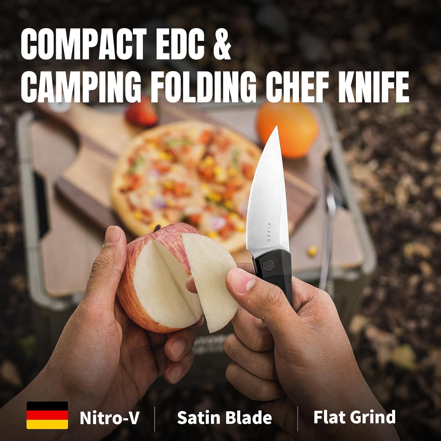 Kizer Mini Momo EDC Pocket Knife, 3.2” Nitro V Blade Pocket Folding Knife with Aluminum+G10 Handle, Front Flipper EDC knife with Pocket Clip for Men Women, Camping Hunting Survival Knives V3663M1