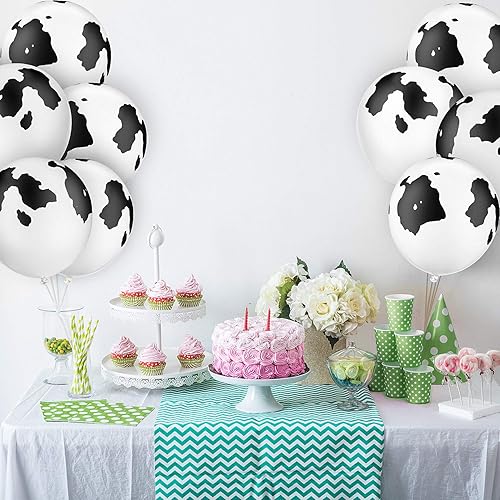 Miniatura 7 de Gejoy 48 globos de vaca de látex divertidos globos de vaca con estampado de vaca en blanco y negro, suministros de fiesta de cumpleaños