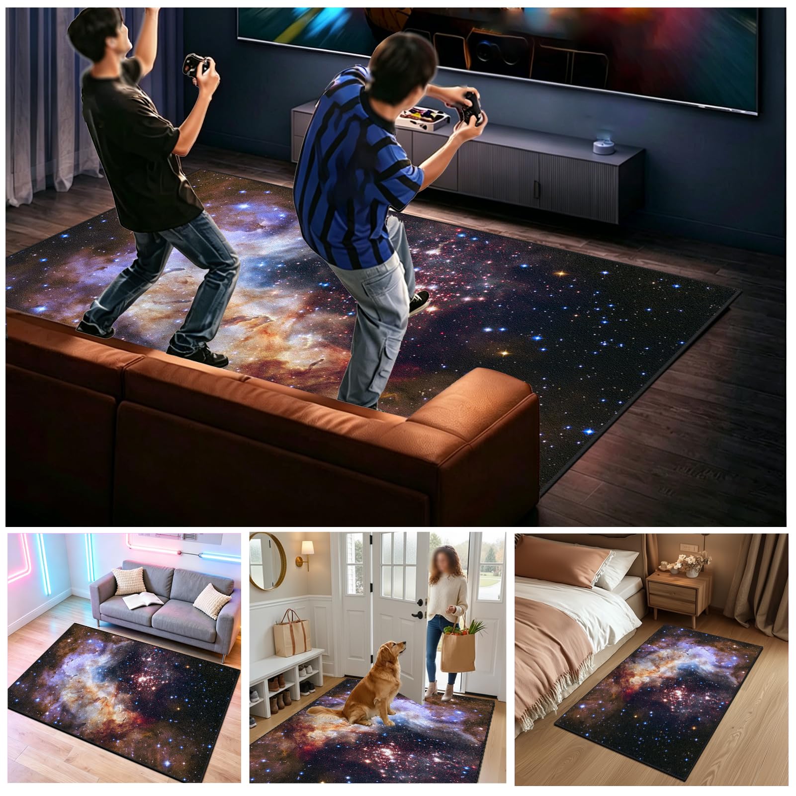 Tapis de Chambre Gaming Tapis Antidérapant pour Zone de Jeu 100 x 150 cm, Tapis de Jeu pour Chambre de Garçon pour Salle de Jeu Salle de Jeux Décoration Maison Lavable, Caoutchouc