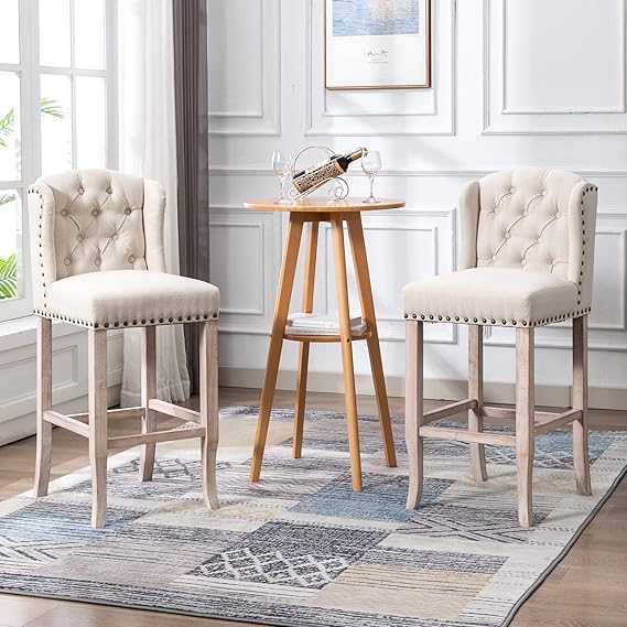 YaHome MidCentury Bar Stools Set of 2, 30 Inch Counter