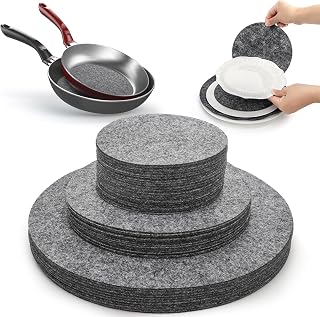 Jucoan Set of 80 Felt Plate Dividers, 5”/7.5”/10.5” Round Thick Soft Felt Plate Dish Separator Protectors for Porcelain, China, Dishes & Saucers Stacking and Package, Grey, 3 Sizes