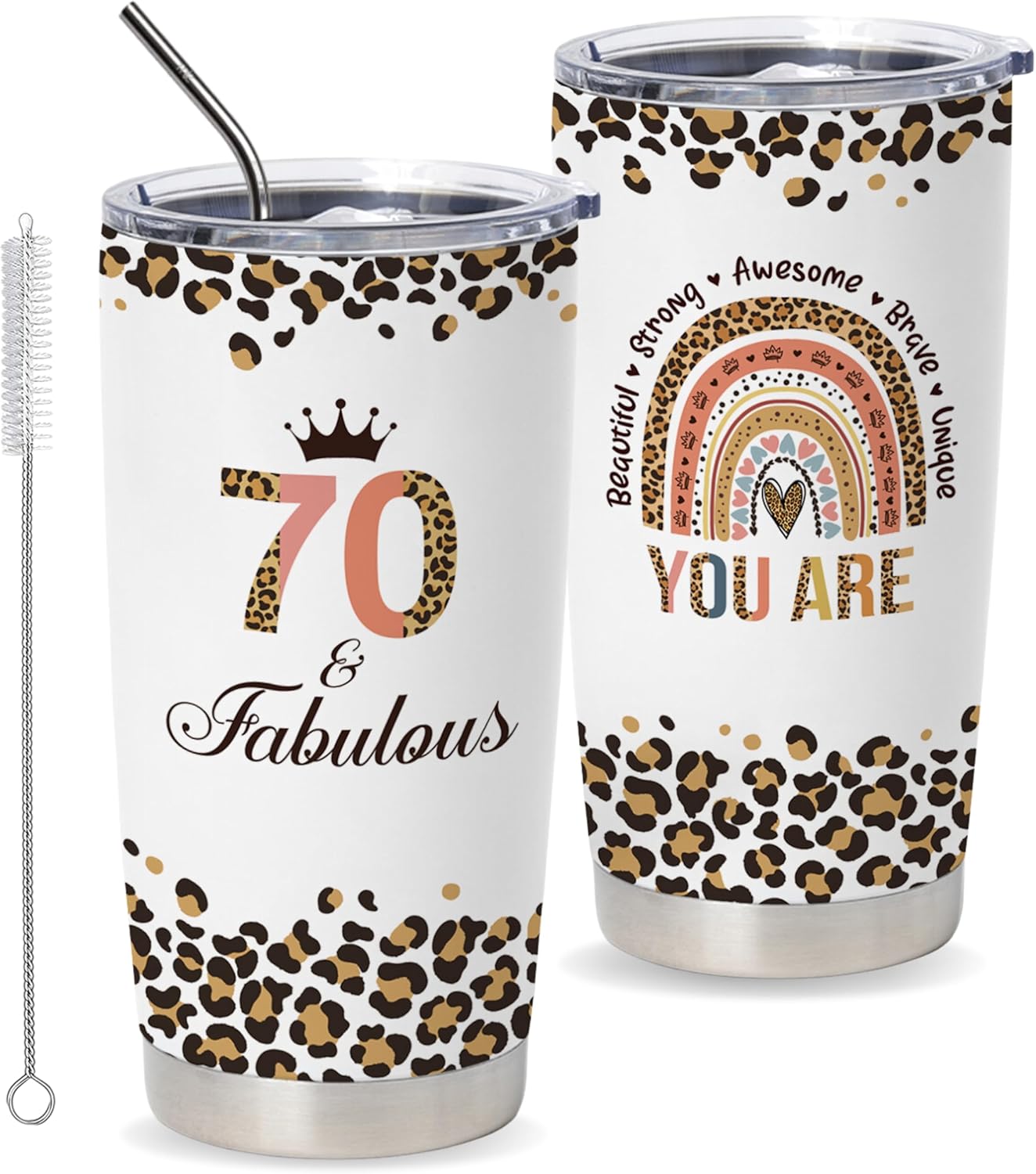 Vivulla68 Happy 70th Birthday Gifts For Women, Best Gifts Idea For 70 Year Old Woman, 1956 Birthday Gifts Women, 70 Birthday Gifts For Women Turning 70, 70 Year Old Birthday Tumbler With Lid And Straw