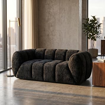 68" Quilted Chenille Elegance Refined Deep Seat Sofa, Minimalist Style Sofa with Piano-Key Backrest, Fashionable Comfort Straight-Row Couch for Living Areas, Grey