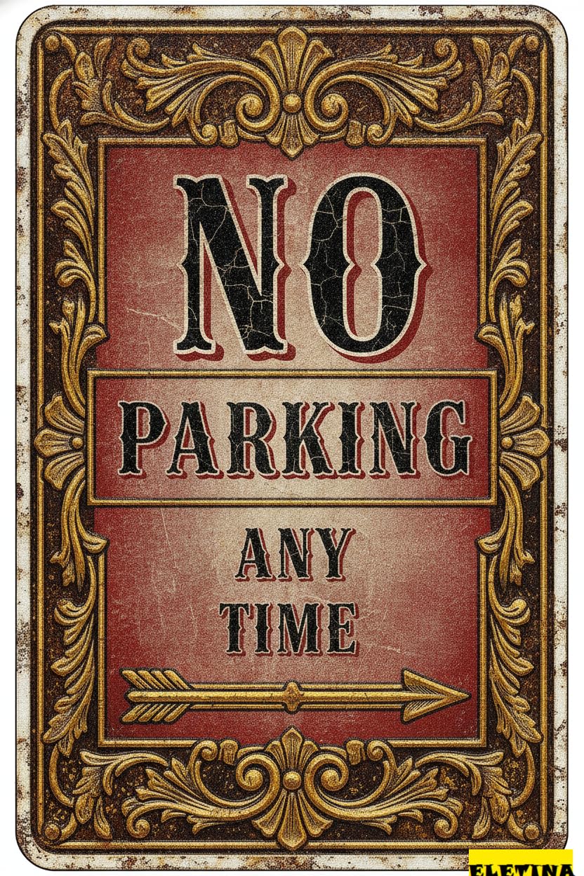 No Parking Any Time Metal Vintage Street Caution Notice Sign Outdoor Street Driveway Yard Road Decor 8x12in