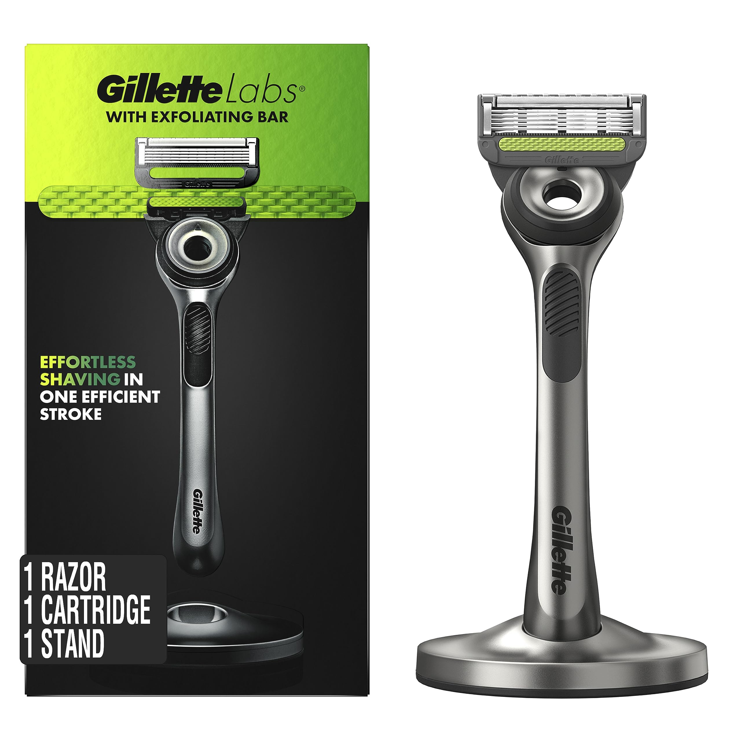 GilletteLabs with Exfoliating Bar by Gillette Razor for Men - 1 Handle 1 Razor Blade Refill Includes Premium