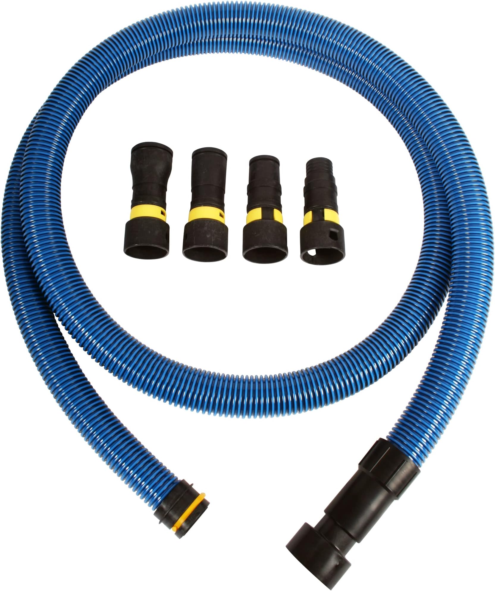 95204 10 Ft. Antistatic Vacuum Hose for Shop Vacs with Expanded Multi-Brand Power Tool Adapter Set, Blue