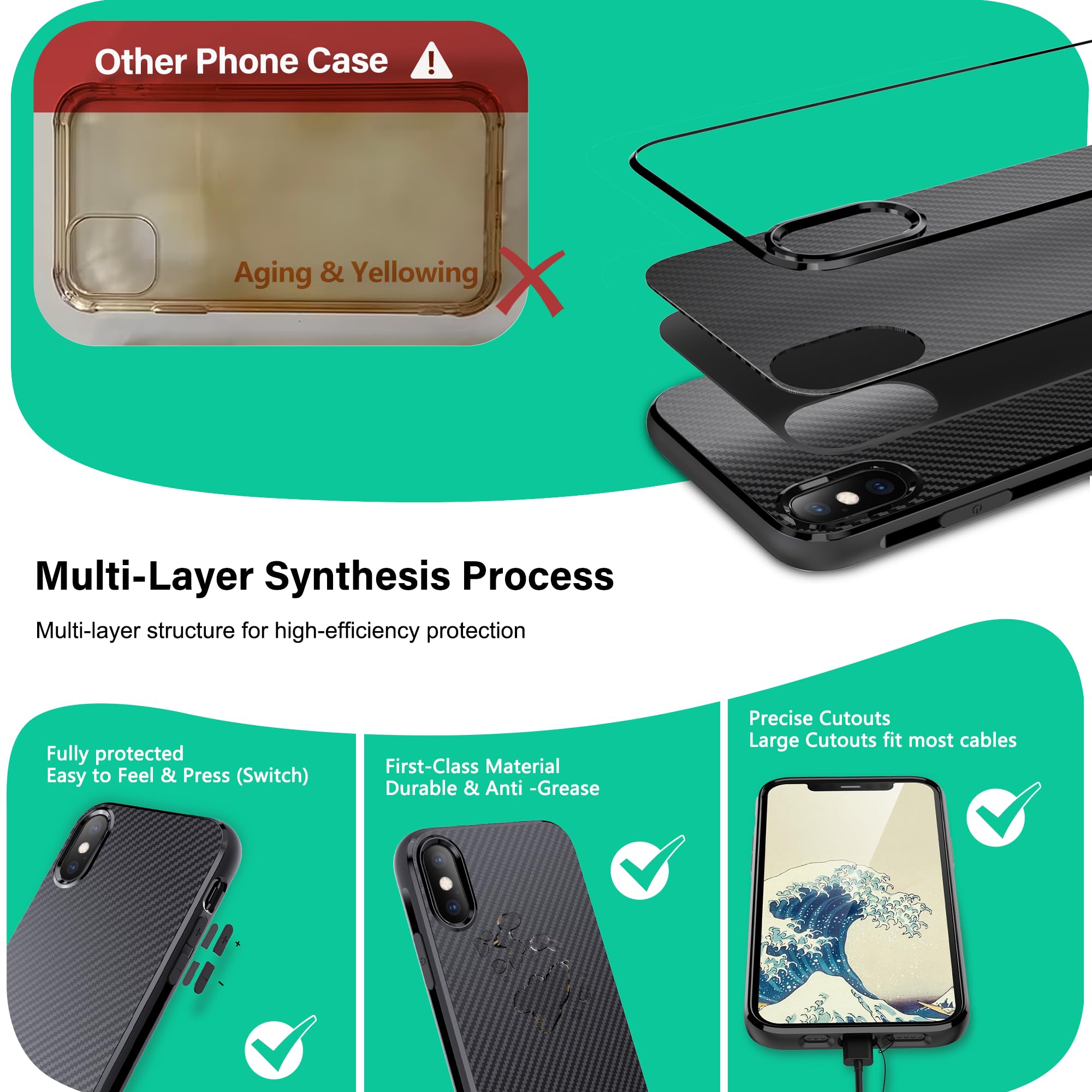 custodia per iPhone XS Max, ultra sottile, in morbido silicone