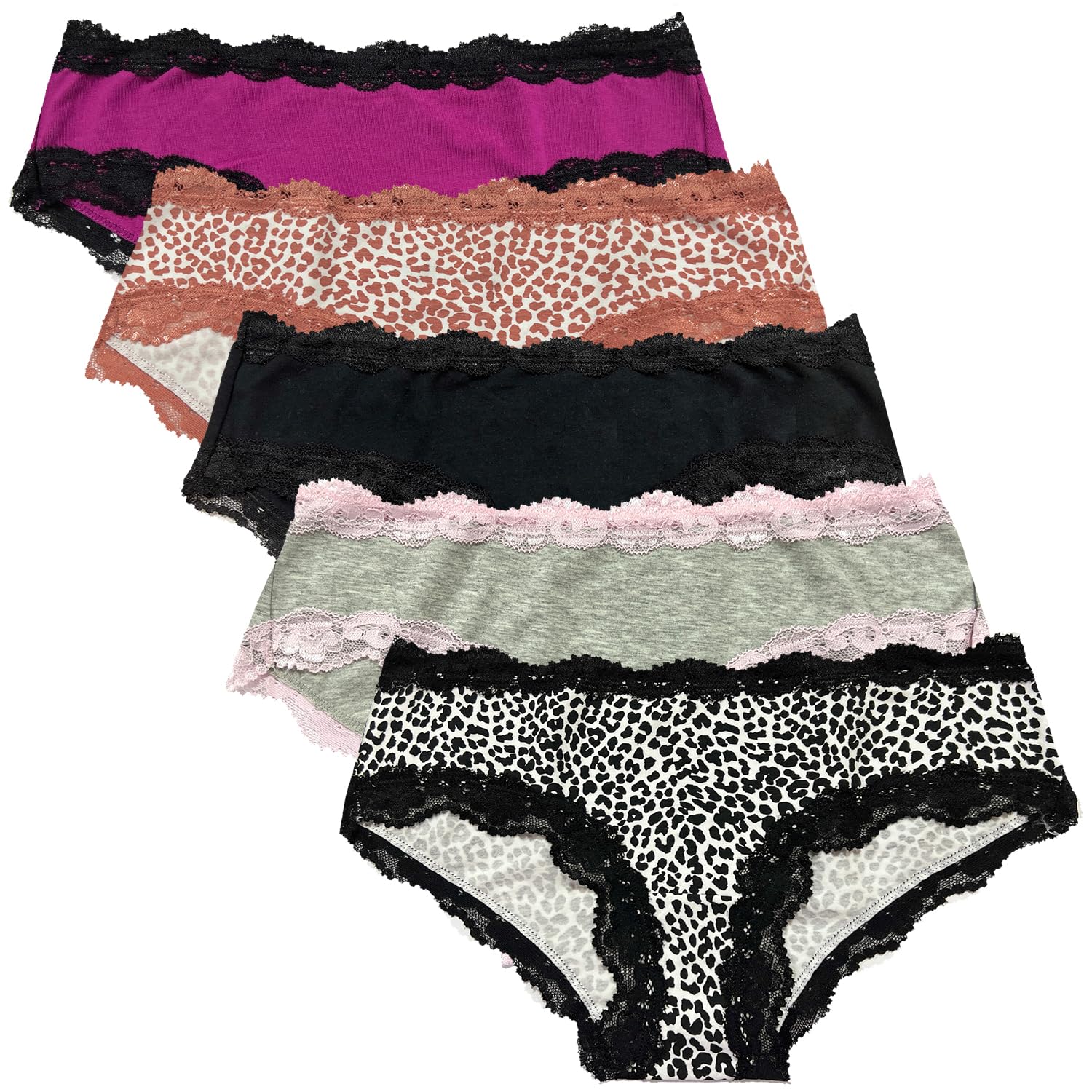 LYYTHAVON Women’s Underwear Soft Breathable Cotton Brief Ladies Panties 5-Pack: Multicolored N,5 Pack Small