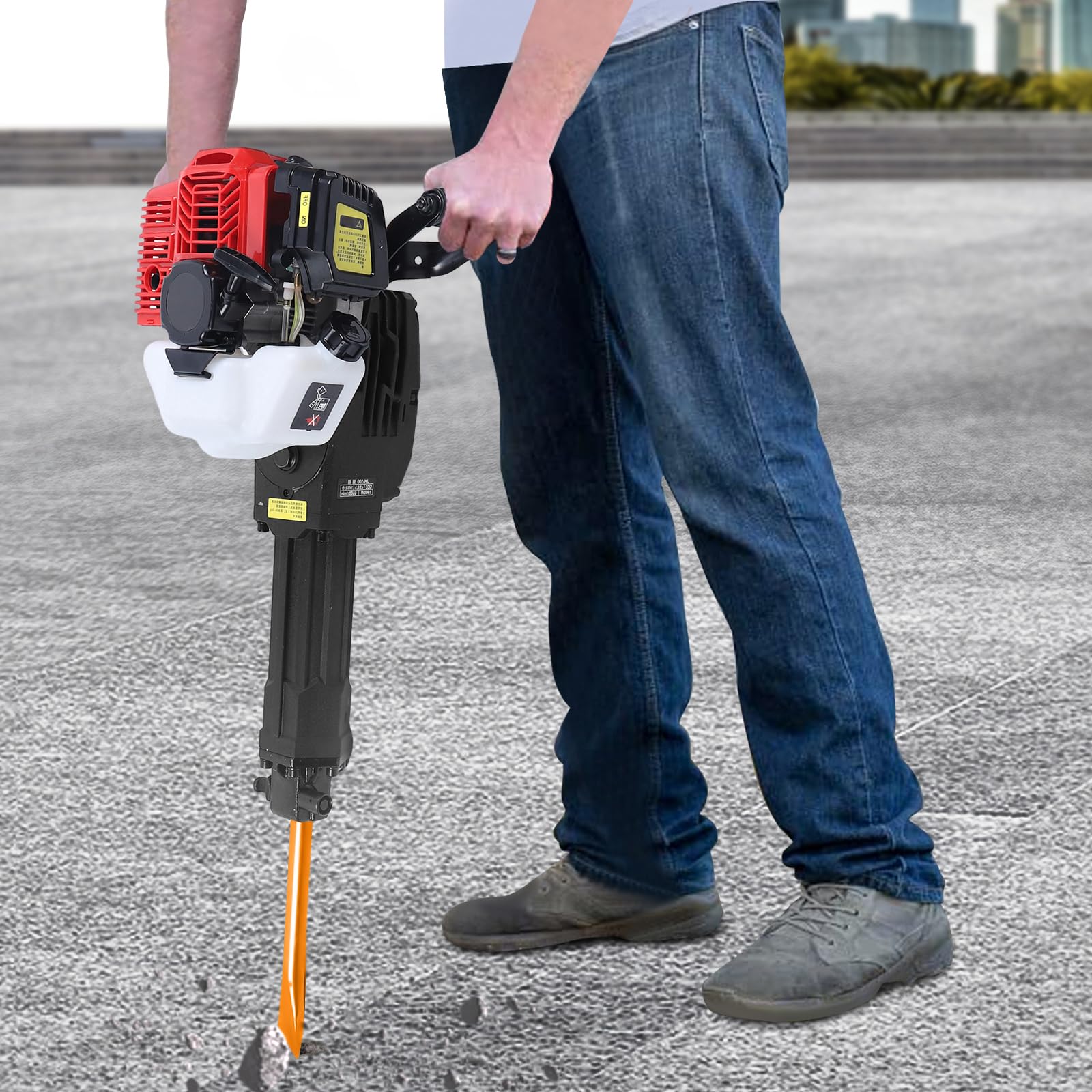 Martillo de demolición eléctrico, cincel para martillo de hormigón, herramienta trituradora de piedra, potente motor, cincel plano y puntual, para trabajos de pared y suelo, bajo ruido, 61 x 38,5 x