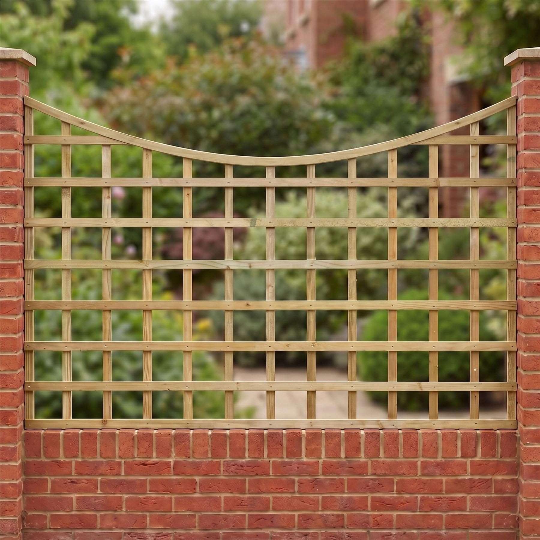 Standard Fence Panel 6ft x 4ft Concave Square Trellis Wooden Screen 4pk — image 1