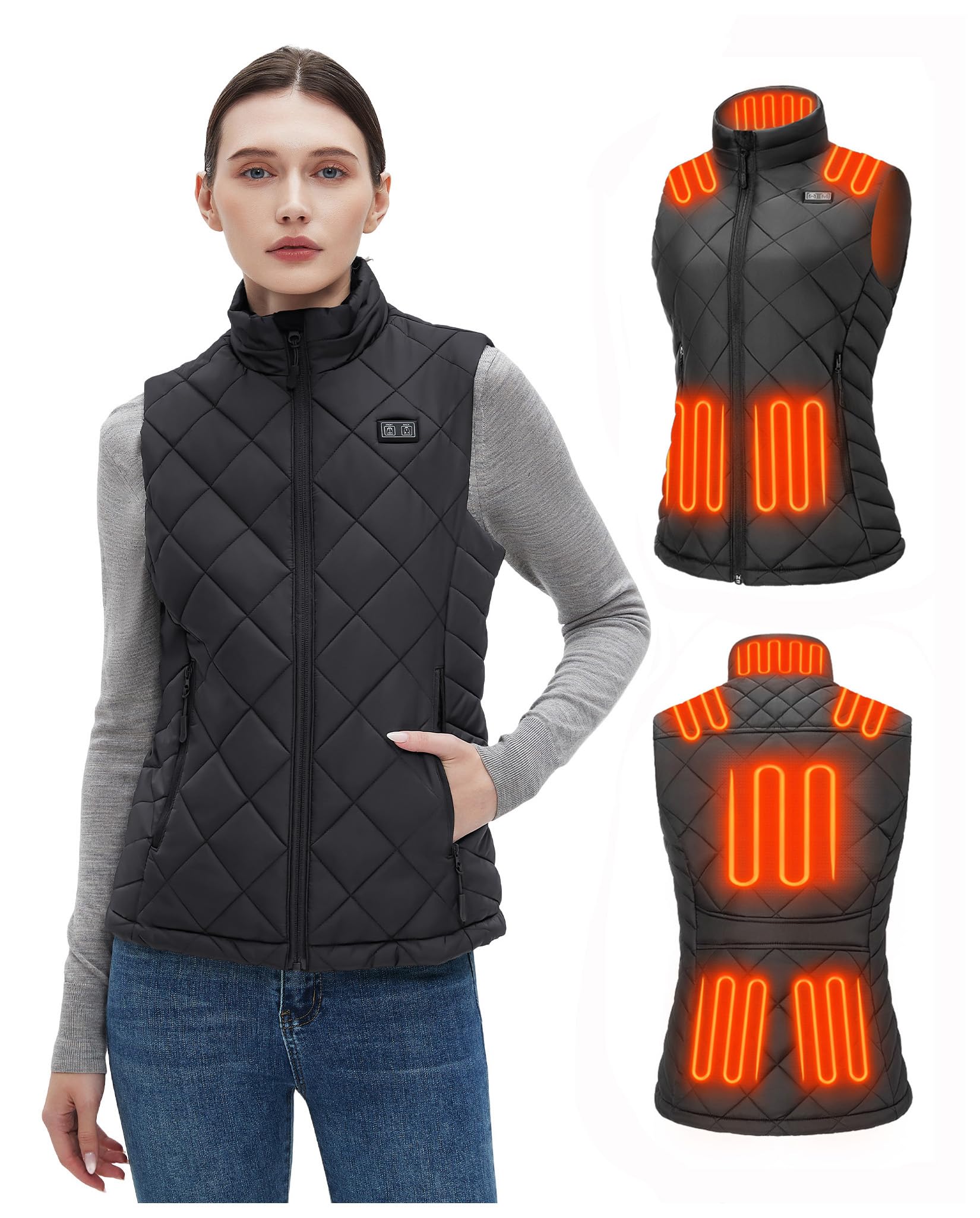 Glaais Heated Vest Women with Battery Pack 16000mAh 7.4V, Women's Heated Vest Warming Electric