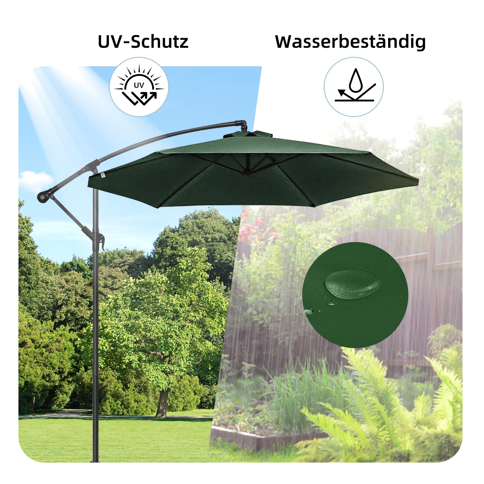Copertura di ricambio per ombrellone da esterno, protezione UV 30+, 2,7 m/3 m, per giardino, cortile, spiaggia