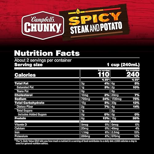 Miniatura 33 de Campbell's Sopa gruesa, sopa picante de fideos con pollo, lata de 18.6 onzas