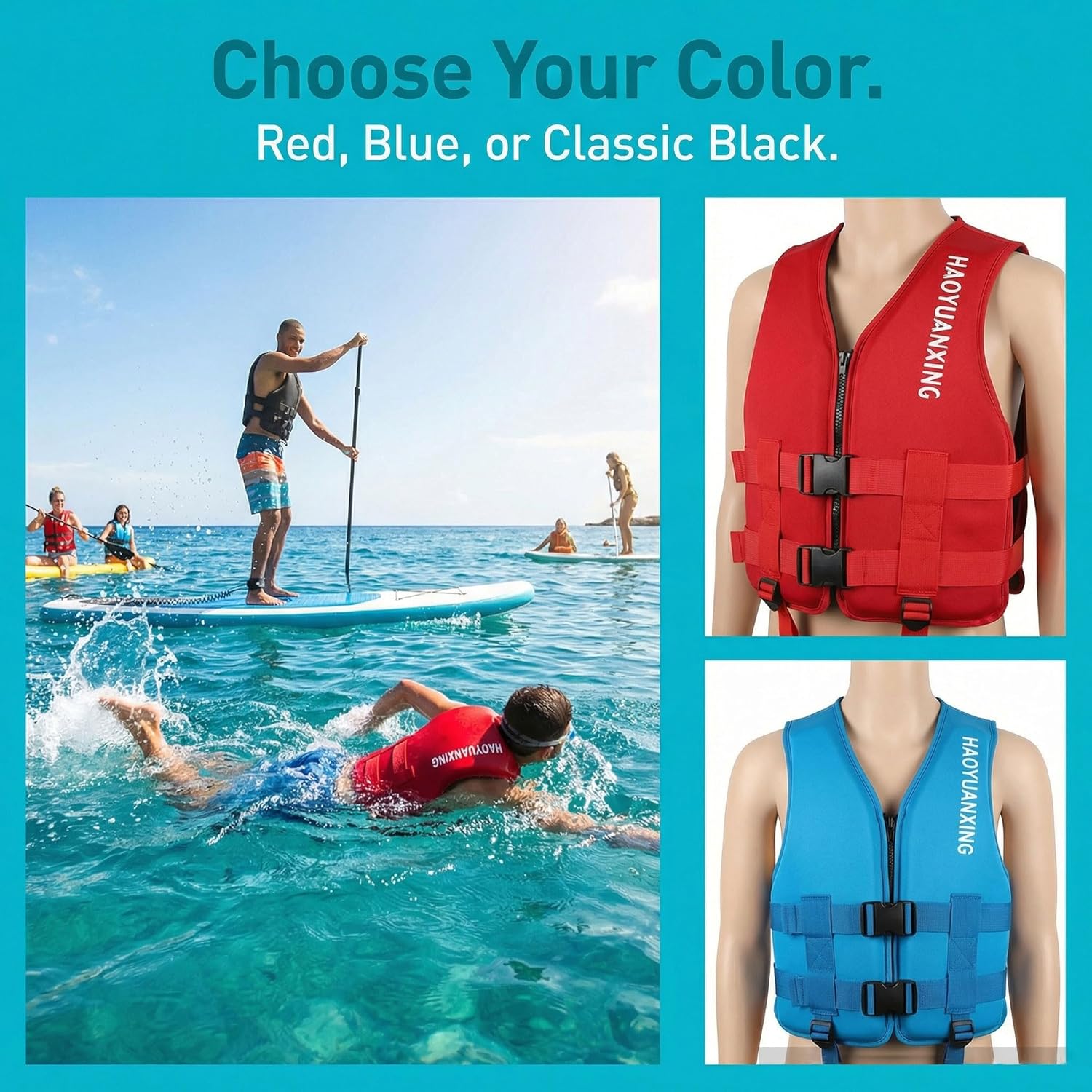 Lifejacekts for Adults, Adult Kayak Vest High Buoyancy Swim Vest Women's Men's Adjustable Straps Safety Jacket Great for Watersports, Boating, Swim, & More
