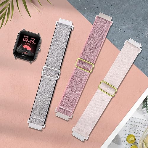 Miniatura 2 de Bolesi Paquete de 3 correas elásticas de nailon compatibles con Amazfit GTSGTS 432GTR Mini, correas de repuesto elásticas suaves de 0.787 pulgadas