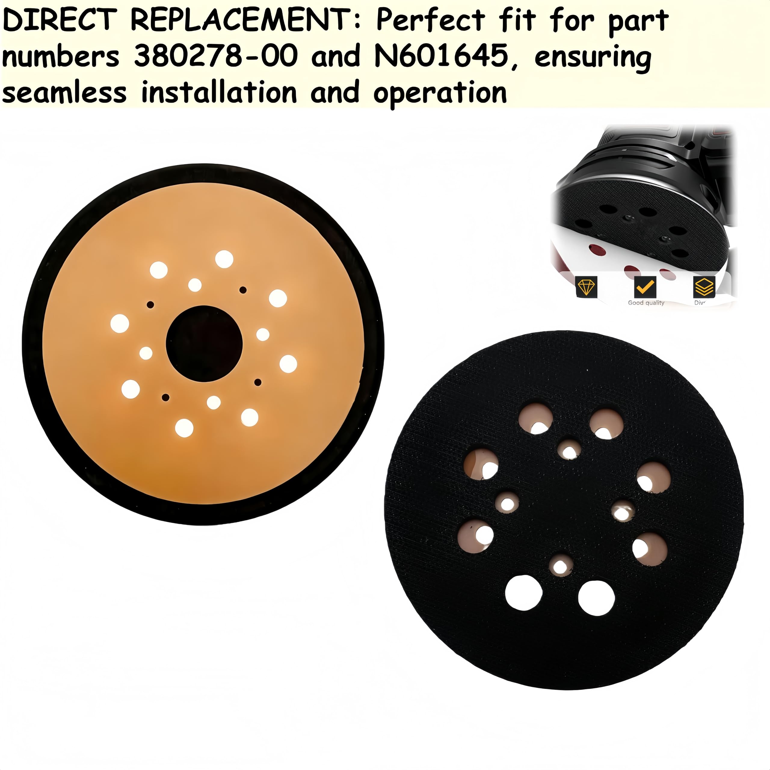 380278-00 Replacement Sander Pad Compatible With Black & Decker N601645, BDERO600, BDERO100, RO100B, RO100K, TS720, Q800K, BT300