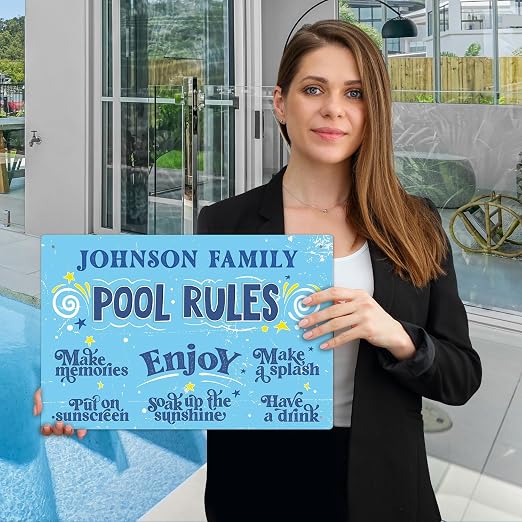 Cartel personalizado para piscina de aluminio 12x18 pulgadas miniatura 3