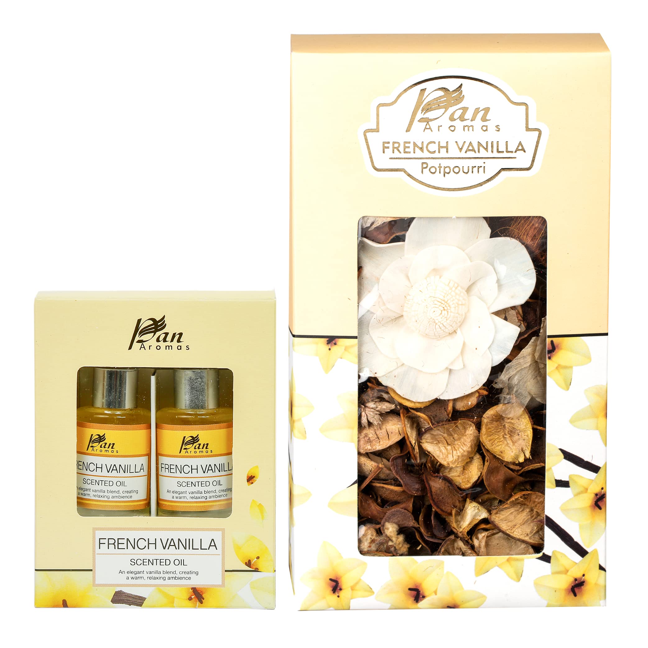 PAN AROMAS Glass Bottle Pot Pourri Oil Combo (French Vanilla)