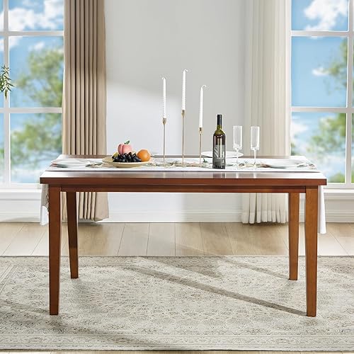 Miniatura 4 de Mesa de comedor de 60 pulgadas para 4 y 6, mesa de cocina de diseño único, mesas de comedor rectangulares con patas de madera maciza para cocina,