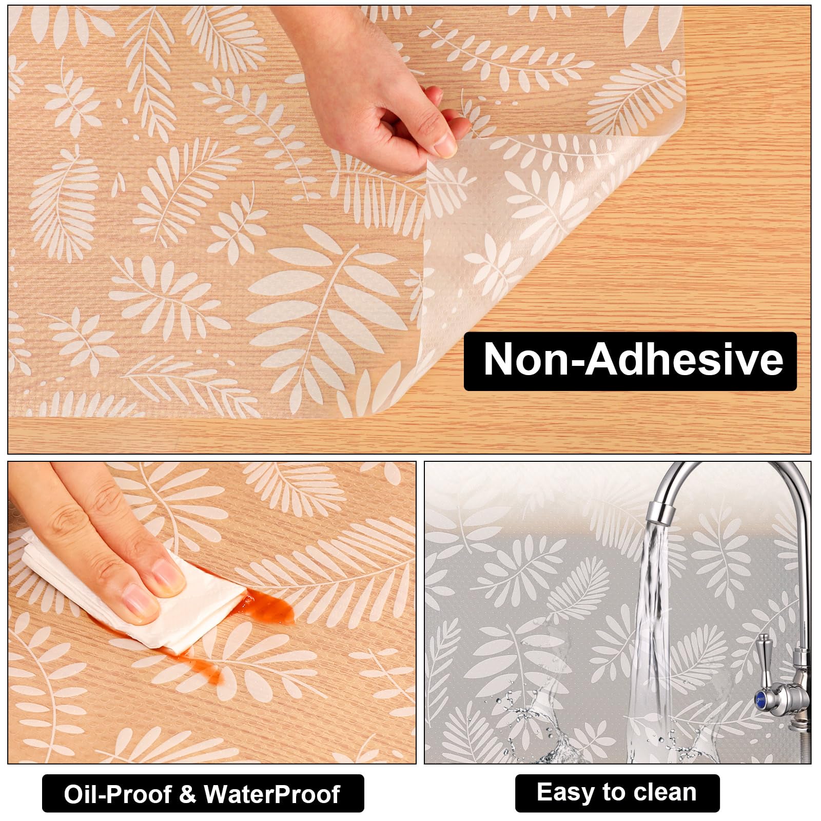 Cooyes Revestimientos de estantes para armarios de cocina, refrigerador, impermeables y a prueba de aceite, alfombrillas de cajón de material EVA, forro de nevera no adhesivo para estantes
