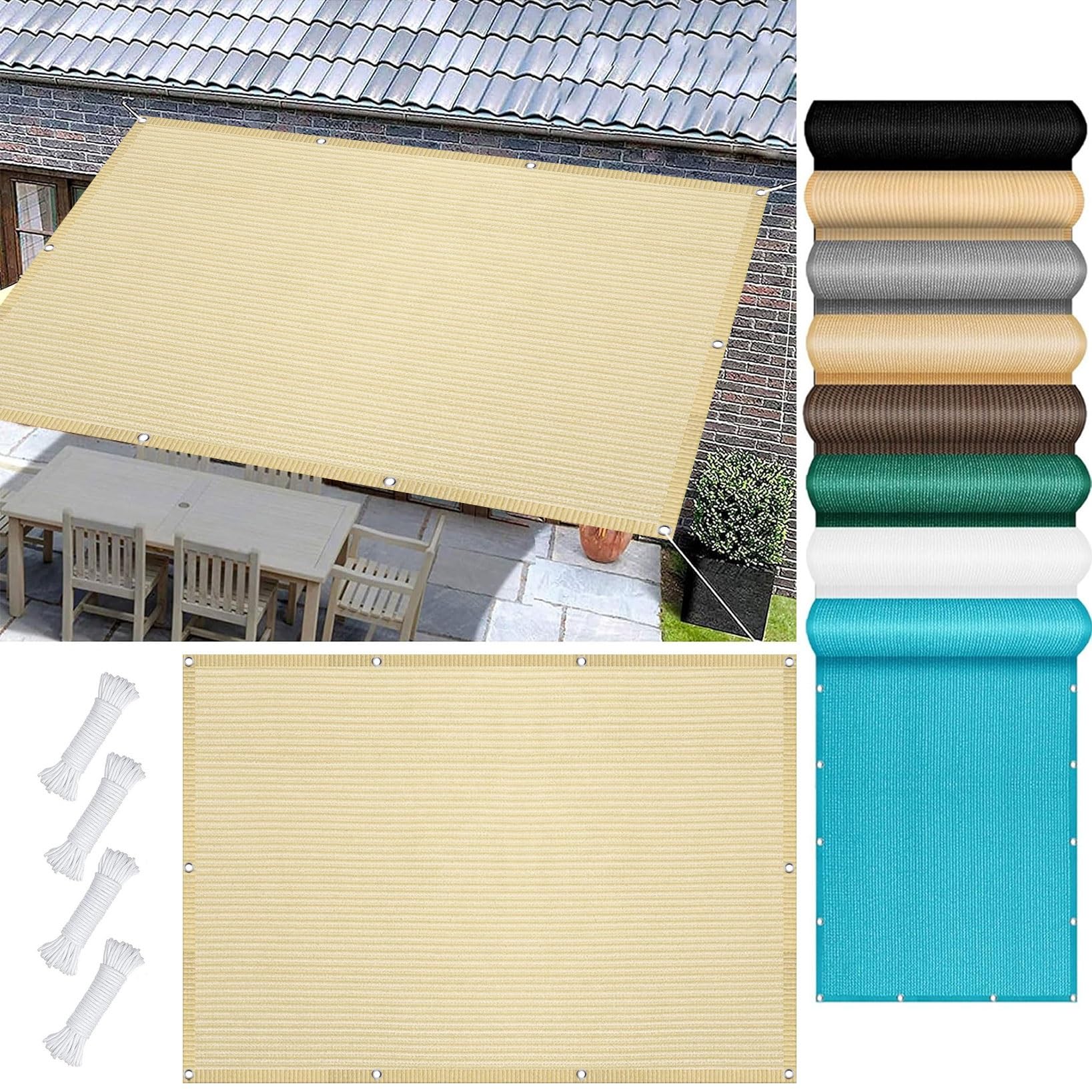 Filet protection solaire serre jardin voile ombrage rectangulaire crème 1,2x1,5m