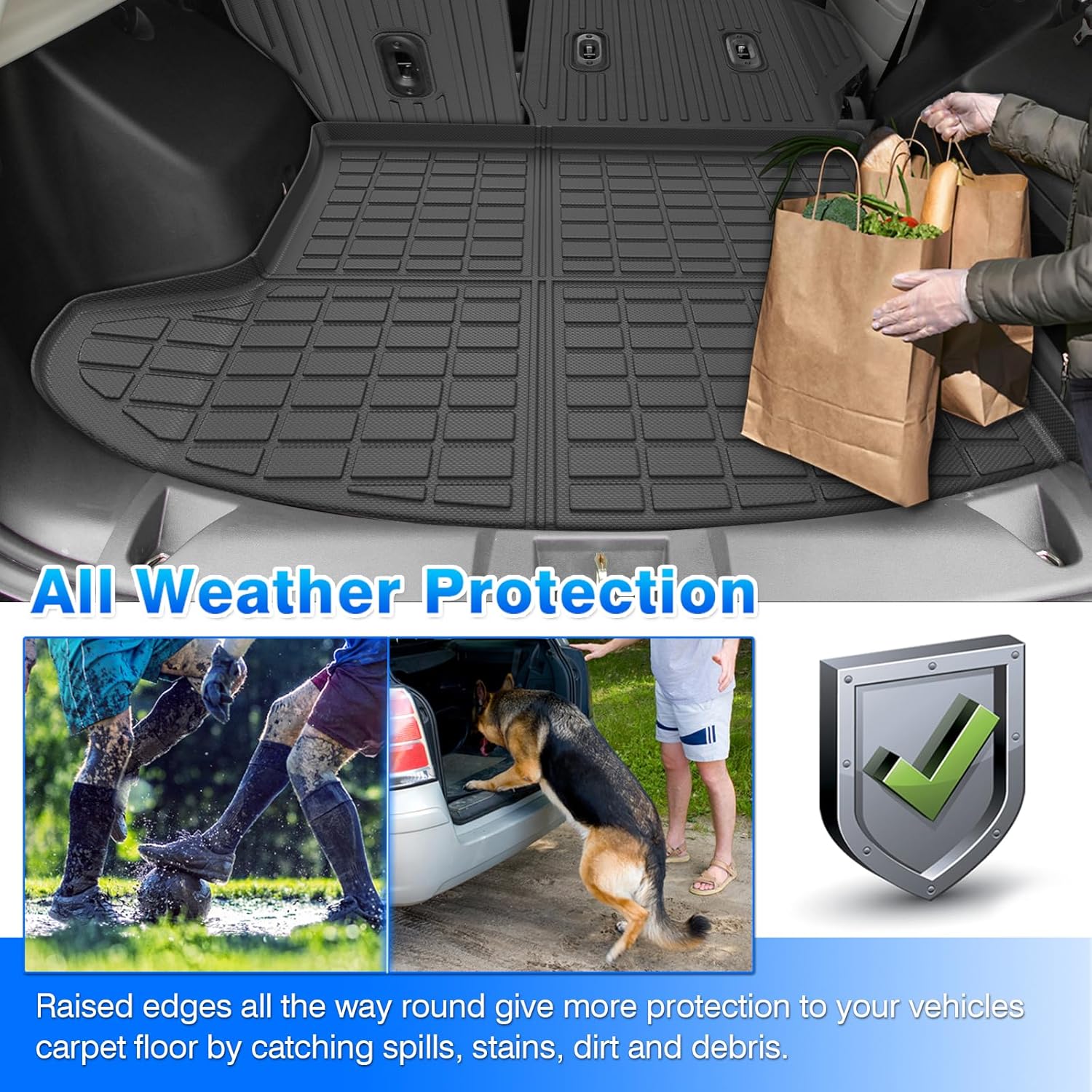 Cartist Floor Mats for Jeep Compass/Patriot 2007-2016 & Dodge Caliber 2007-2012, All Weather Cargo Liner for Compass Accessories, Heavy Duty TPE Cargo Mats, Car Accessories