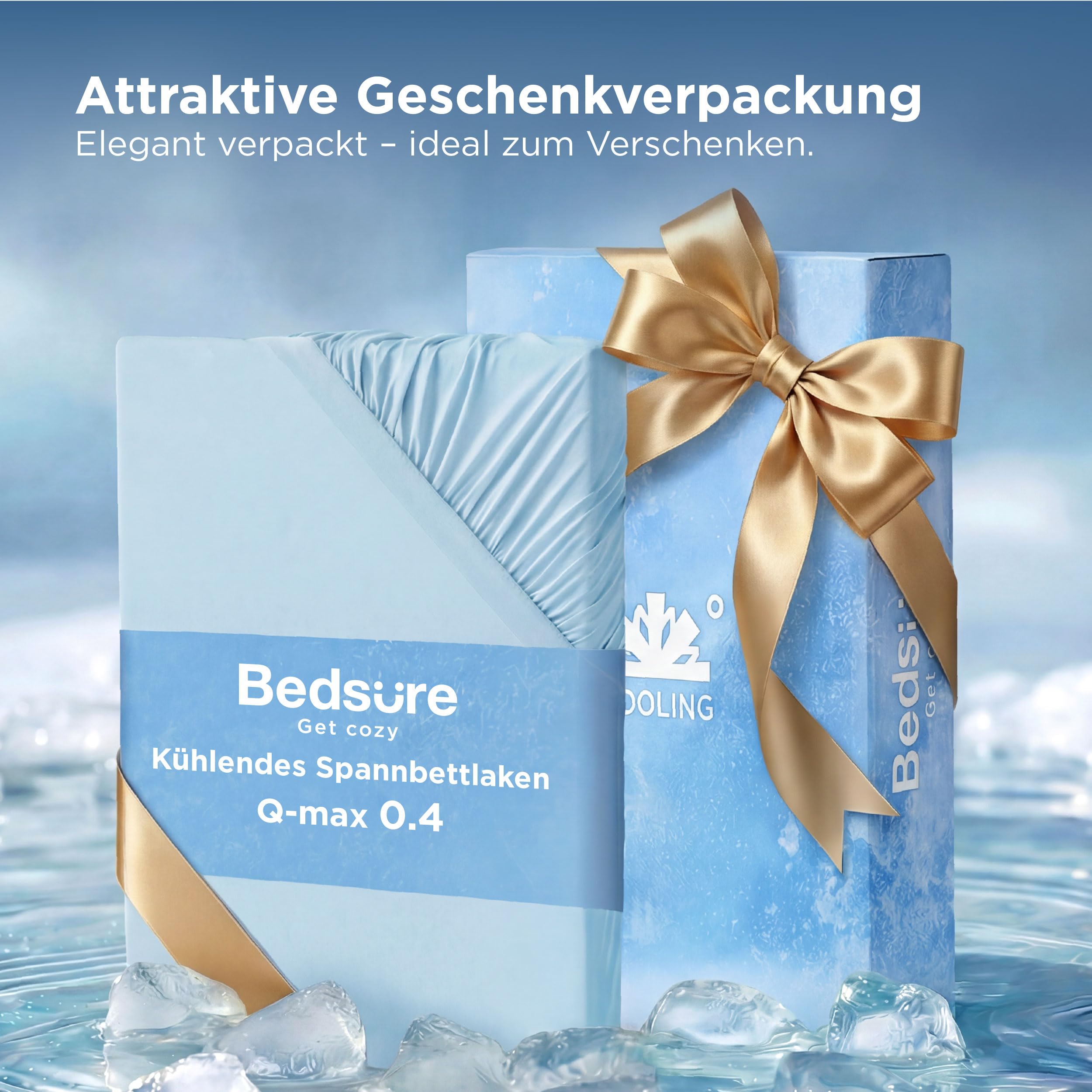 Bedsure kühlendes Spannbettlaken kühlende Bettlaken - 140x200cm+40cm, Blau