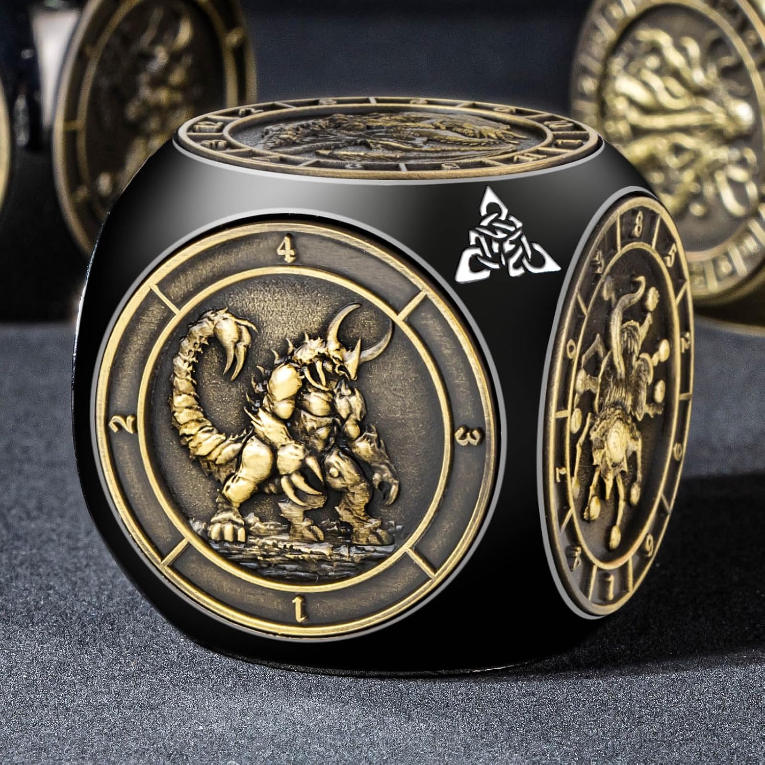 Roycevon 7 in 1 Unique Spinner DND Dice Set D&D, Metal D and D Dice with Gift Box, Dungeons Dragons Role Playing Dice, Black Bronze image 5