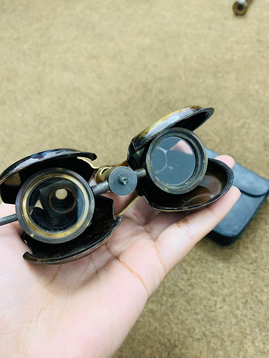 Antique Brass Nautical Spyglass Binocular Vintage Replica Dual Eyepiece Binoculars Maritime Collectible Gifts