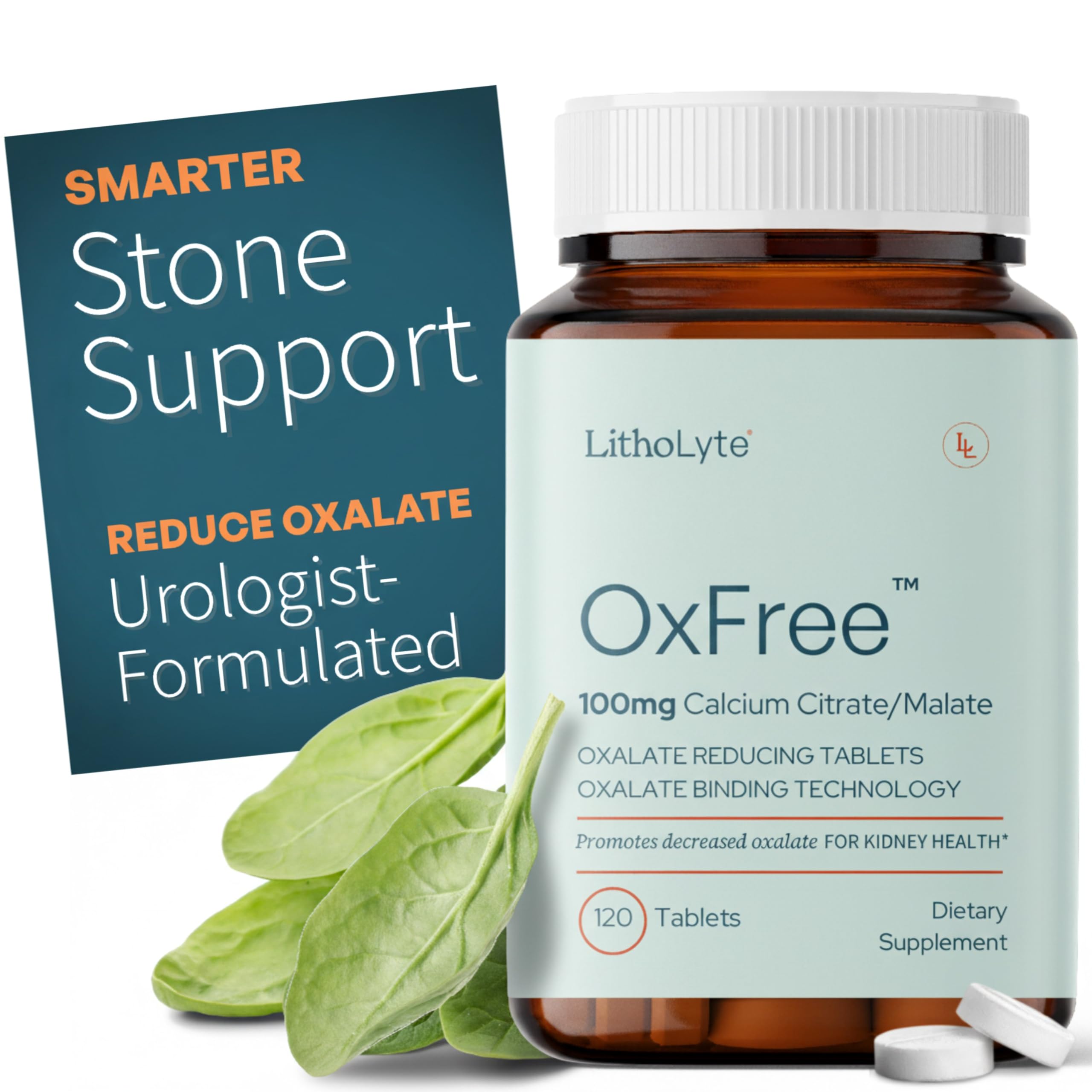 OxFree® | Kidney Health Support & Protector | Oxalate Reducing Tablets for Calcium Oxalate Balance | Science-Based Support Beyond Cleanse, Detox, or Stone Dissolver Supplements | 120 Tablets