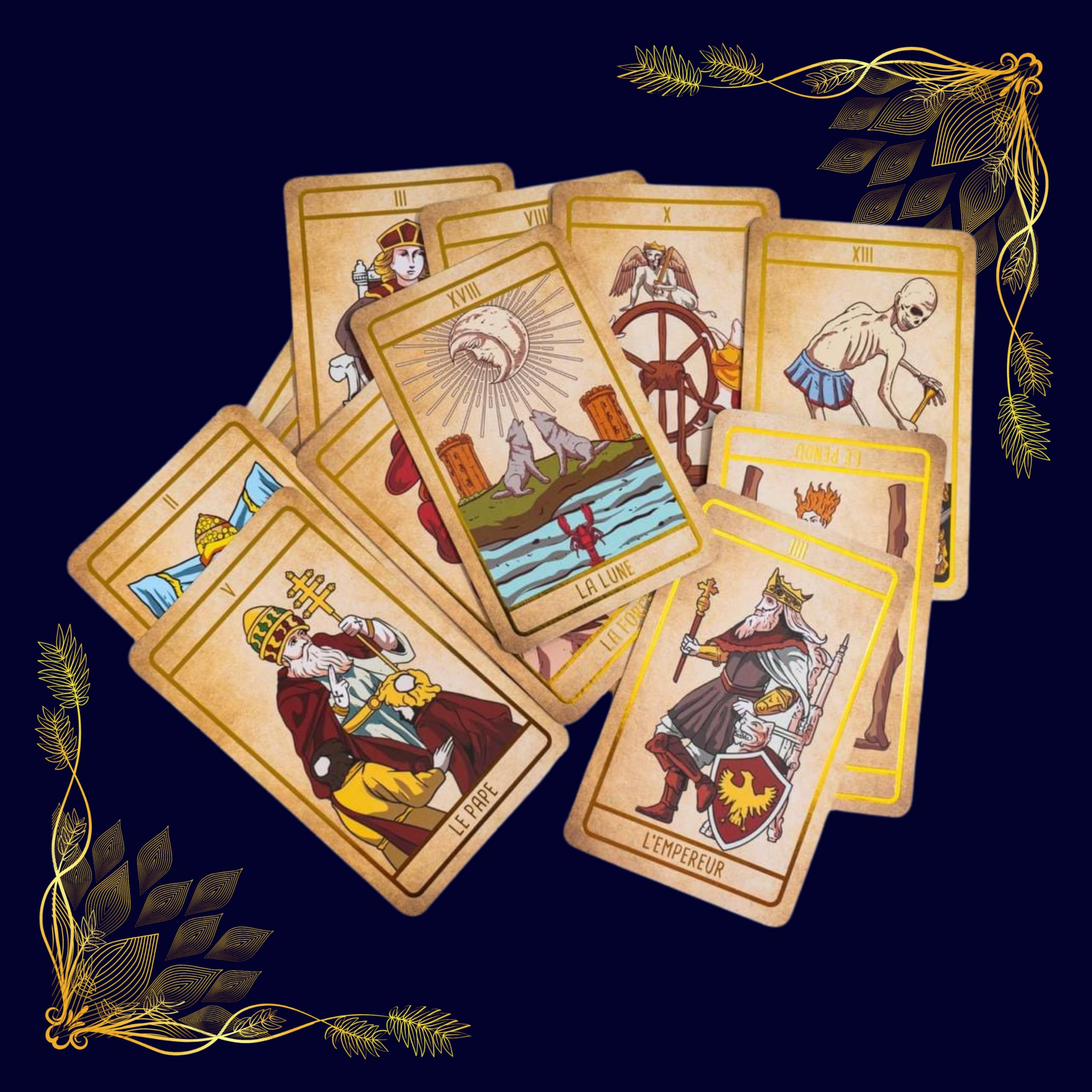 Le Tarot de Johwan - 78 Cartes Fusion Marseille/Rider-Waite - Édition Gold Prestige Tranche Dorée - Boîte Aimantée + Pochon - 2 Mémos Inclus