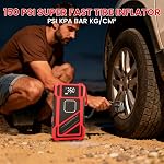 Tire Inflator Portable Air Compressor Car Battery Jump Starter Combo 150 PSI 3000 Amp Jumper Box Cordless Mini Bike Tire Pump, 12V Air Pump for Car, Motorcycle, Bicycle, Balls with LED Light