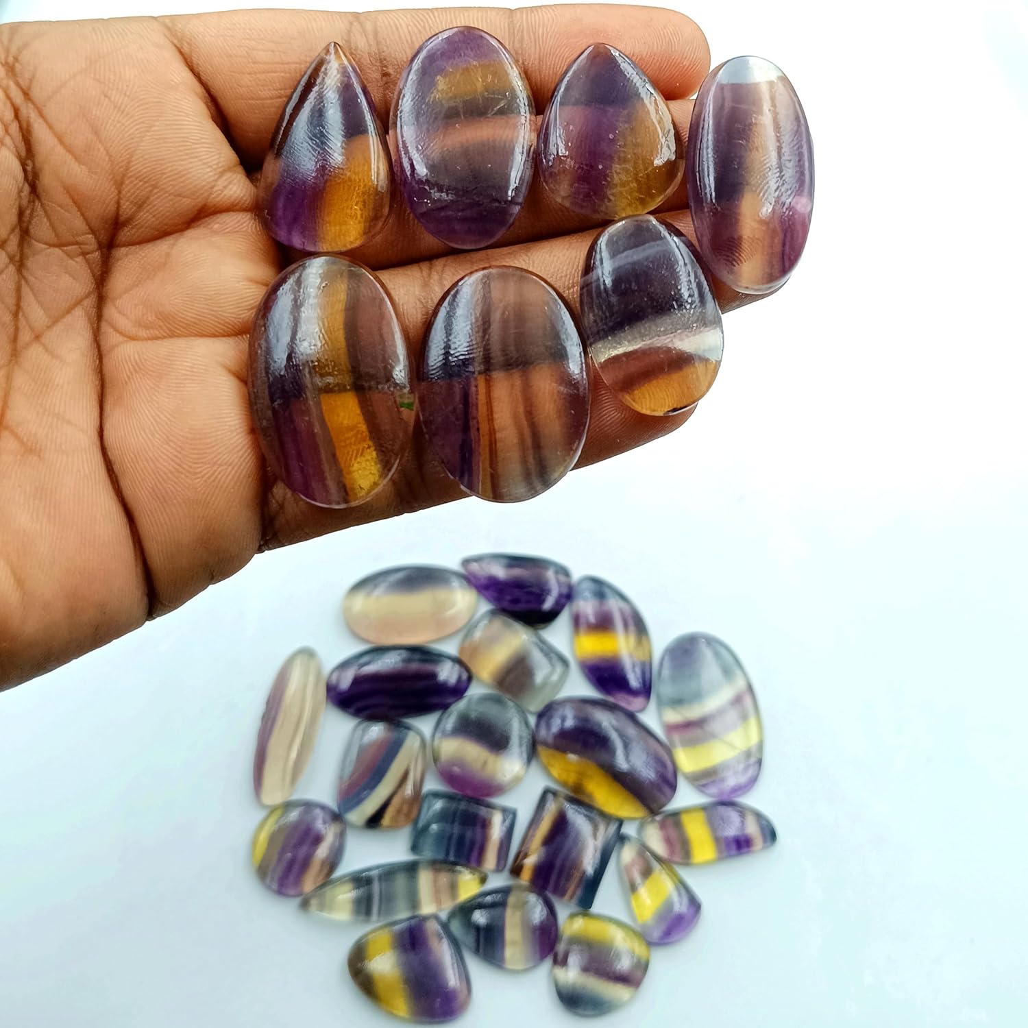 SGM Shop™ 100 Cts (3 to 5 Pcs) Natural Cabochon Loose Gemstone Flat Back Mix A+ Quality For Jewelry Making, Crafts & DIY, Wedding Gift, Healing Chakra, Wire Wrapping Crystals - Image 2