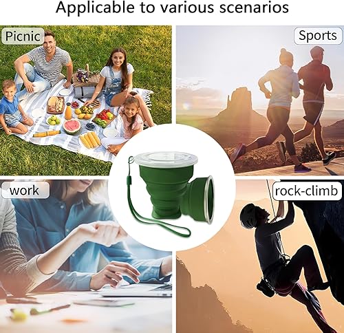 Miniatura 53 de Taza plegable de silicona plegable – Taza plegable expandible – Tazas portátiles reutilizables para viajes, camping, senderismo, supervivencia