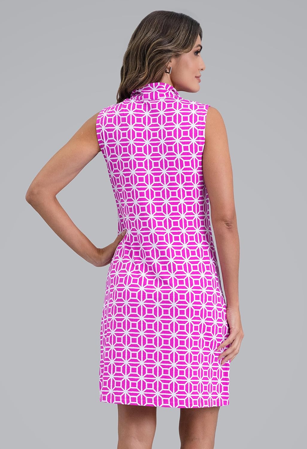 IBKUL Athleisure Wear Sun Protective UPF 50+ Icefil Cooling-Carolyn Sleeveless Mock Neck Dess