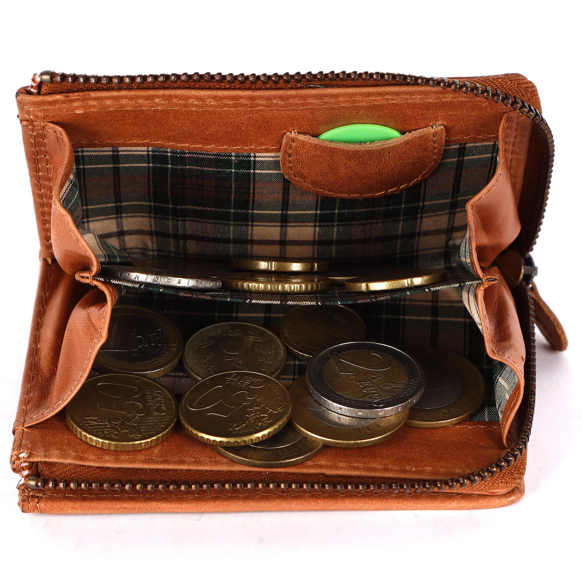 Benthill Kleine Geldbörse Echt Leder | Damen & Herren Geldbeutel mit RFID Schutz | 7 Kartenfächer | Slim-Wallet inkl. Geschenkbox, Farbe:Braun