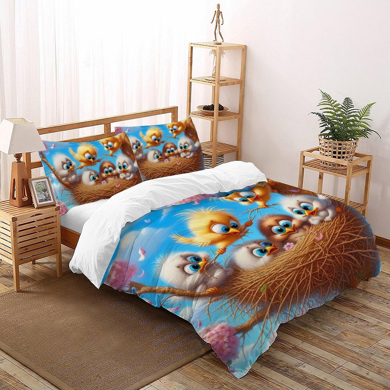 Housse de couette double microfibre flying animauxs 3D La Maison des Petits Oiseaux 200x200cm