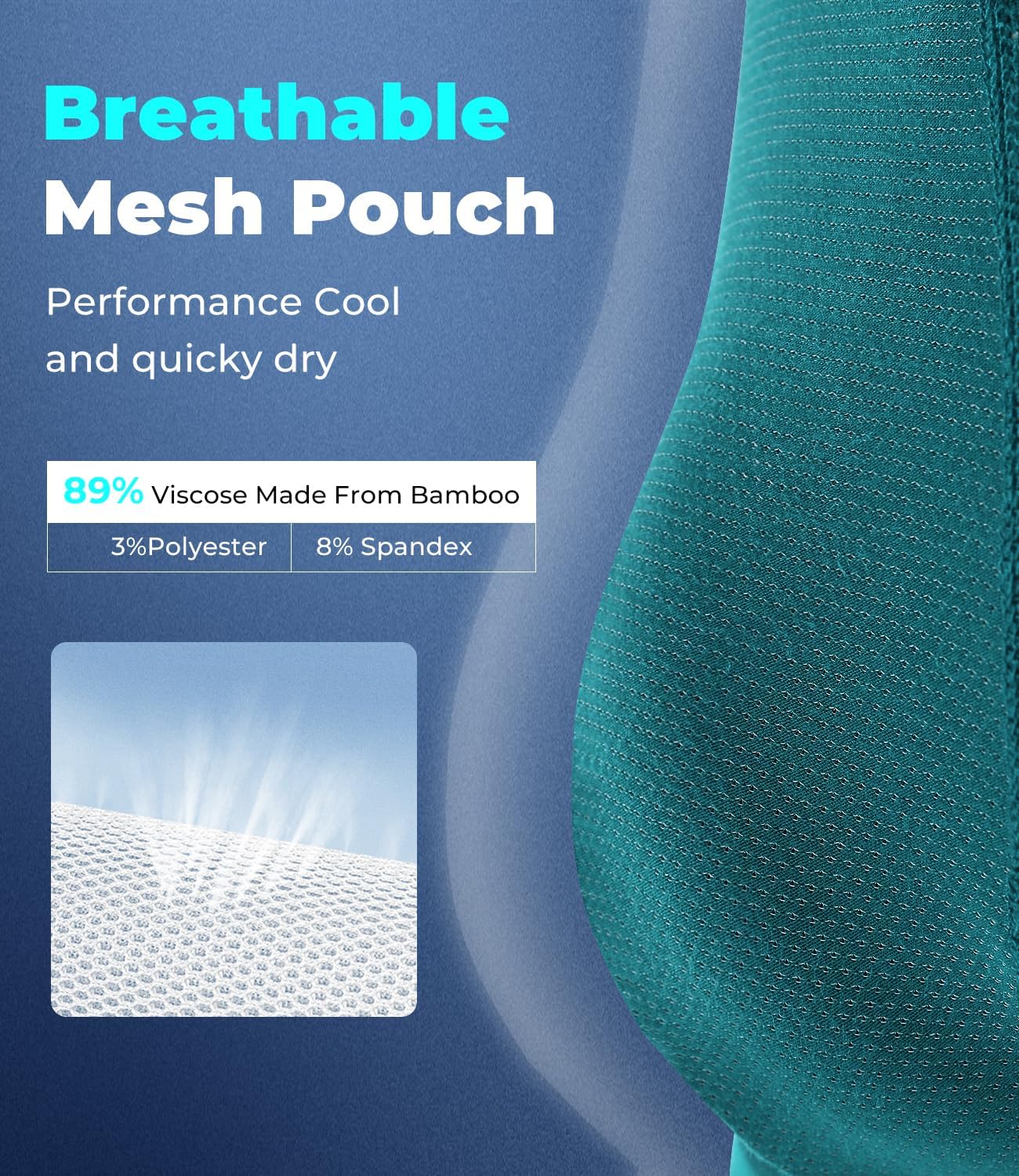 BAMBOO COOL Mens Trunks Underwear Performance Breathable Mesh Fly Zone Moisture-Wicking(4 Pack) - Image 3