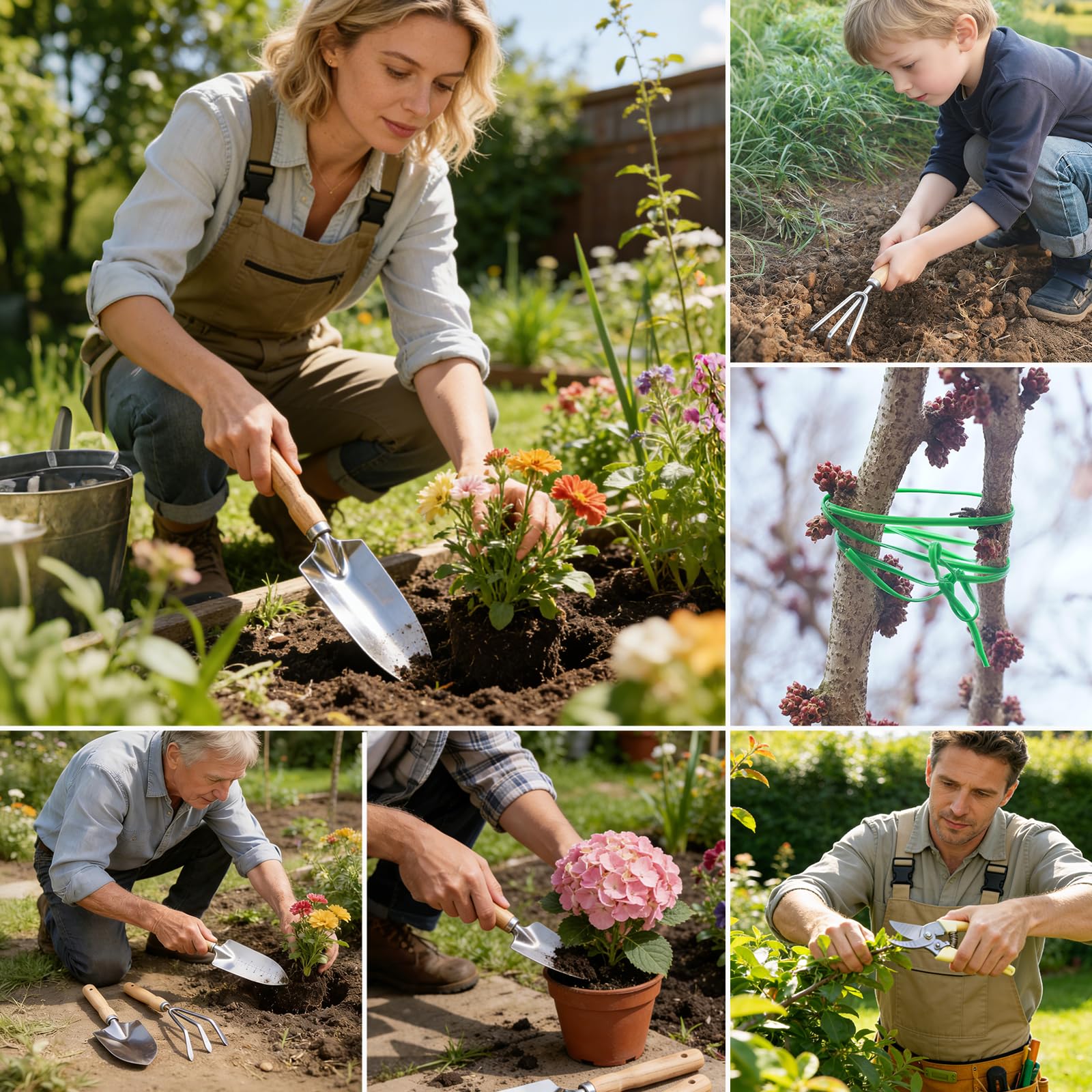 Gartenwerkzeug Set, 10-teilig Gartengeräte aus Hochwertigem Edelstahl, inkl. klein Gartenschaufel Gartenschere Gartentasche Handschuhe