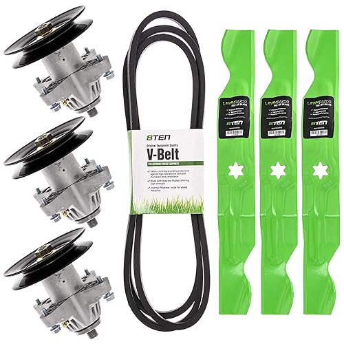 8TEN Kit de cuchillas de correa de husillo para MTD Cub Cadet LT1050 i1050 LGT1050 SLT1550 Troy Bilt TB2450 cubierta de 50 pulgadas